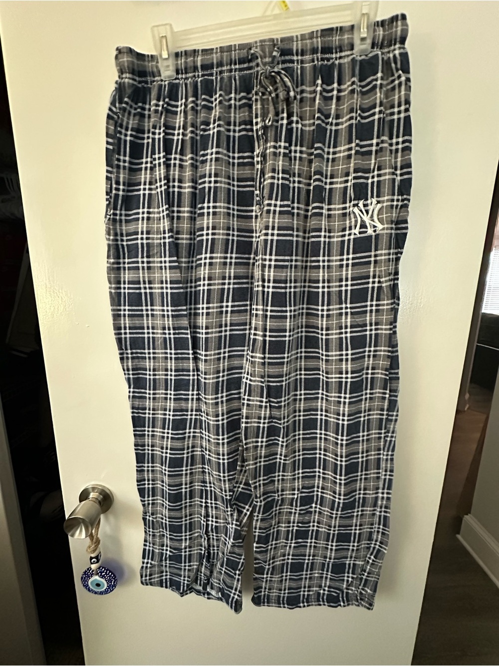 Kids Navy Plaid Drawstring Pajama Pants
